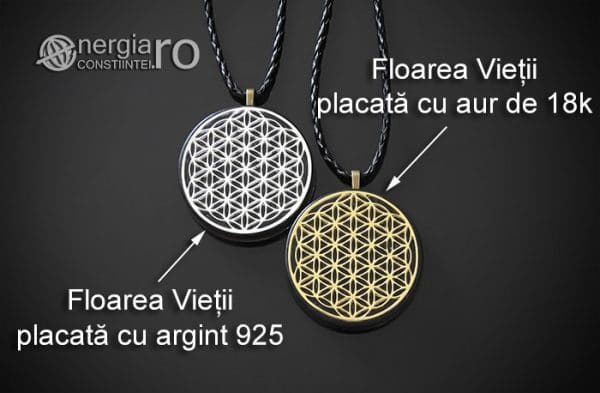 Amuleta-Medalion-Talisman-Pandant-Pandantiv-Orgonic-Orgon-Magnetic-Floarea-Vietii-Placat-Aur-18k-Argint-925-Cenusa-Vulcanica-Turmalina-ORG007-07