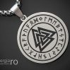 Pandantiv Valknut Odin cu Rune INOX – cod PND112