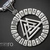 Pandantiv Valknut Odin cu Rune INOX – cod PND111