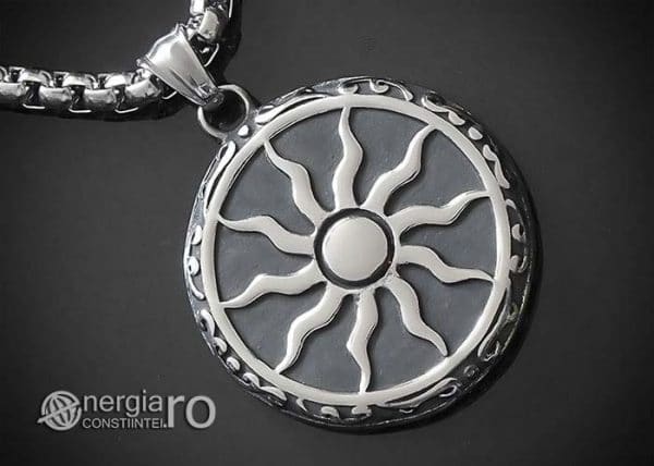 Amuleta-Talisman-Medalion-Colier-Pandant-Pandantiv-Soare-Simbol-Solar-INOX-PND176-00
