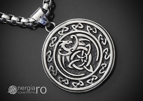 Amuleta-Talisman-Medalion-Colier-Pandant-Pandantiv-Dragon-Triquetra-INOX-PND256-00