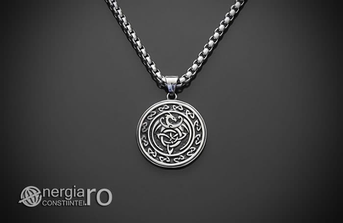 Amuleta-Talisman-Medalion-Colier-Pandant-Pandantiv-Dragon-Triquetra-INOX-PND256-01