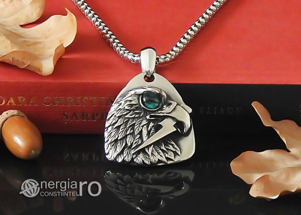 amuleta-talisman-medalion-colier-lant-lantisor-pandant-pandantiv-vultur-cu-ochii-verzi-si-fulger-in-cioc-protectie-protector-protectoare-inox-PND183-06